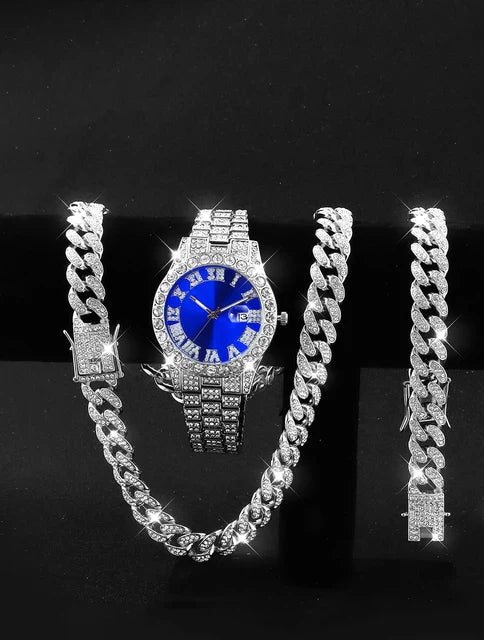 Luxury Quartz Watch Necklace Bracelet Set