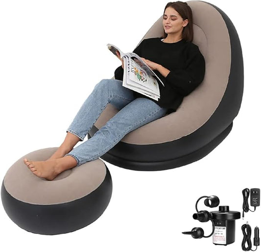 2-IN-1  Air Sofa Couch with Footrest & Free Air pump