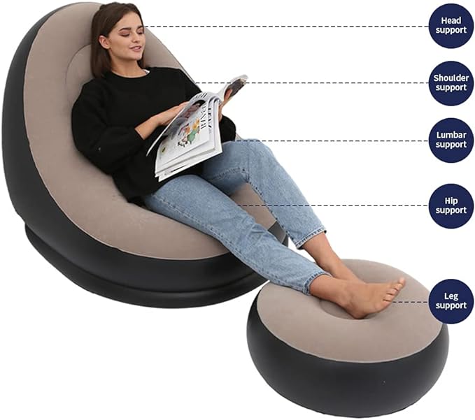 2-IN-1  Air Sofa Couch with Footrest & Free Air pump