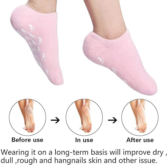 Moisturizing Spa Gloves and Socks with Touchscreen, Moisturizing Gel Socks and Gloves Set for Dry Cracked Hands Feet Spa, Repairs Cracked Dry Skin and Heel, Cuticles(Pink)