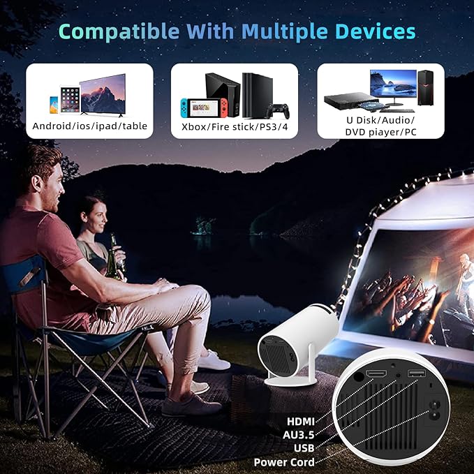 Portable Smart Mini Projector 5G WIFI, Support 4K, Big Screen